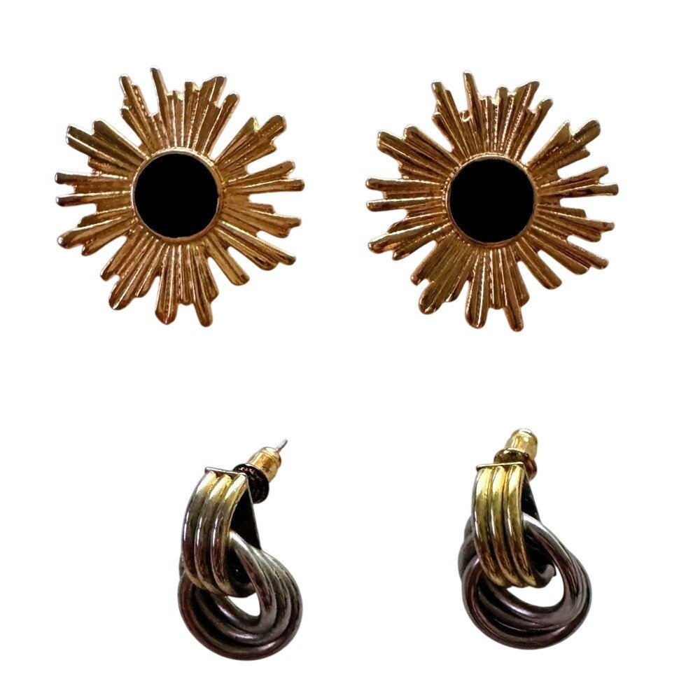 Earring Bundle (Two Pairs) Modern Statement Sunburst Mini Knot